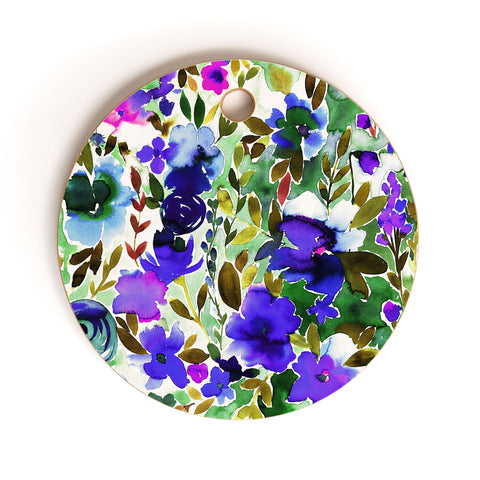 Amy Sia Evie Floral Olive Cutting Board Round