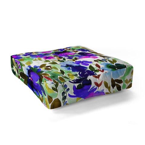 Amy Sia Evie Floral Olive Floor Pillow Square