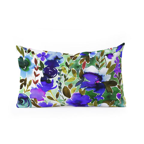 Amy Sia Evie Floral Olive Oblong Throw Pillow