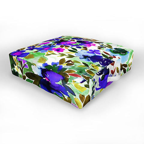 Amy Sia Evie Floral Olive Outdoor Floor Cushion
