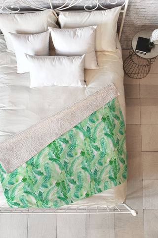 Amy Sia Fern Palm Green Fleece Throw Blanket