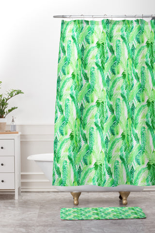 Amy Sia Fern Palm Green Shower Curtain And Mat