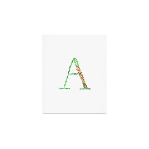 Amy Sia Floral Monogram Letter A Art Print