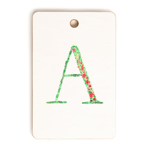Amy Sia Floral Monogram Letter A Cutting Board Rectangle