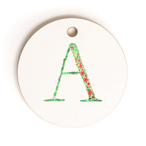 Amy Sia Floral Monogram Letter A Cutting Board Round