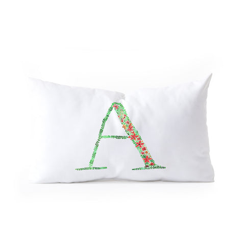 Amy Sia Floral Monogram Letter A Oblong Throw Pillow