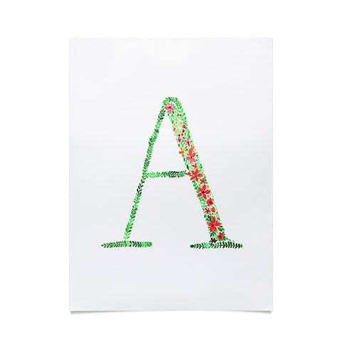 Amy Sia Floral Monogram Letter A Poster