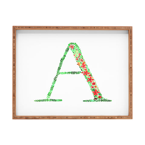 Amy Sia Floral Monogram Letter A Rectangular Tray