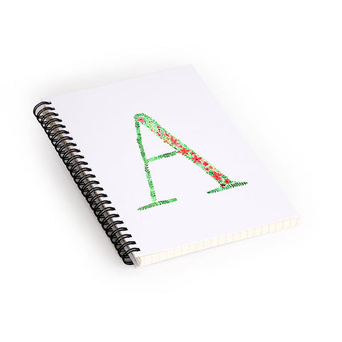 Amy Sia Floral Monogram Letter A Spiral Notebook
