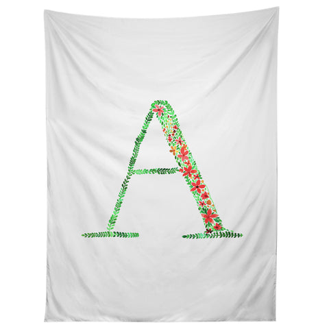 Amy Sia Floral Monogram Letter A Tapestry