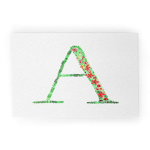 Amy Sia Floral Monogram Letter A Welcome Mat