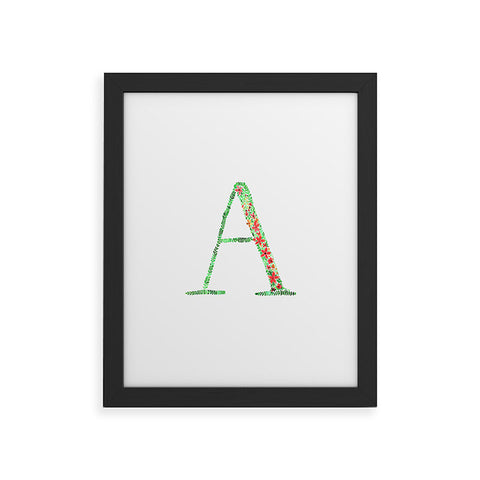 Amy Sia Floral Monogram Letter A Framed Art Print