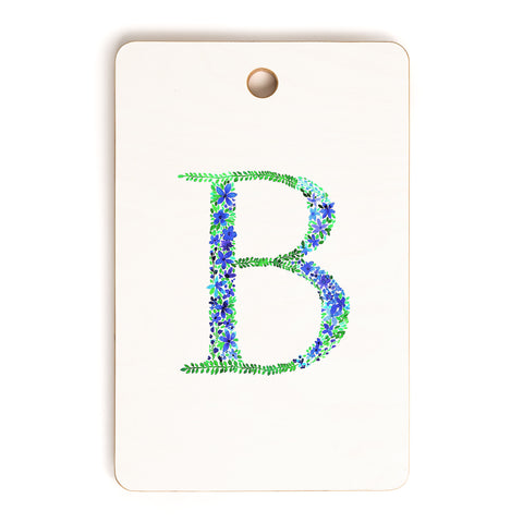 Amy Sia Floral Monogram Letter B Cutting Board Rectangle