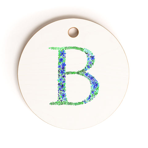 Amy Sia Floral Monogram Letter B Cutting Board Round