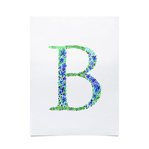 Amy Sia Floral Monogram Letter B Poster