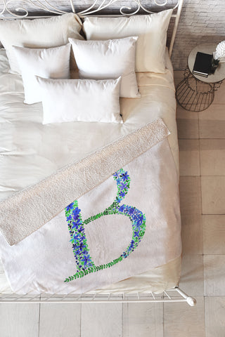 Amy Sia Floral Monogram Letter B Fleece Throw Blanket