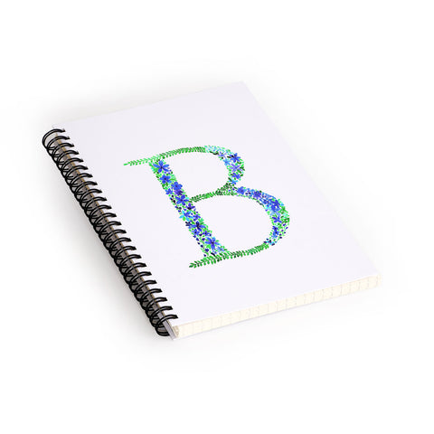 Amy Sia Floral Monogram Letter B Spiral Notebook