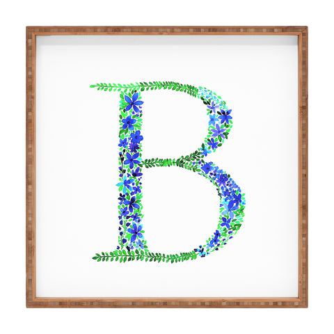 Amy Sia Floral Monogram Letter B Square Tray