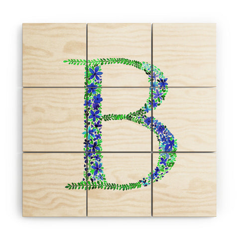Amy Sia Floral Monogram Letter B Wood Wall Mural