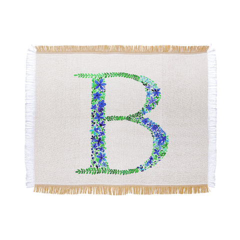 Amy Sia Floral Monogram Letter B Throw Blanket