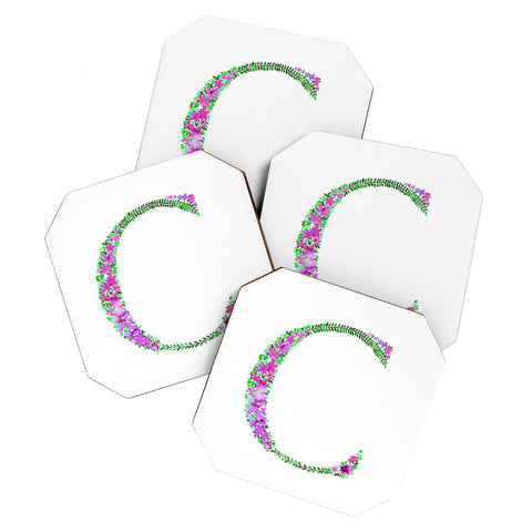 Amy Sia Floral Monogram Letter C Coaster Set