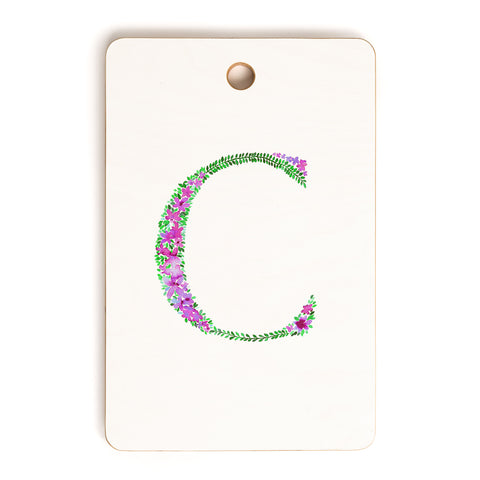 Amy Sia Floral Monogram Letter C Cutting Board Rectangle
