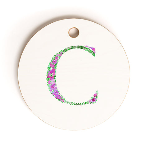 Amy Sia Floral Monogram Letter C Cutting Board Round