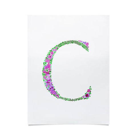 Amy Sia Floral Monogram Letter C Poster