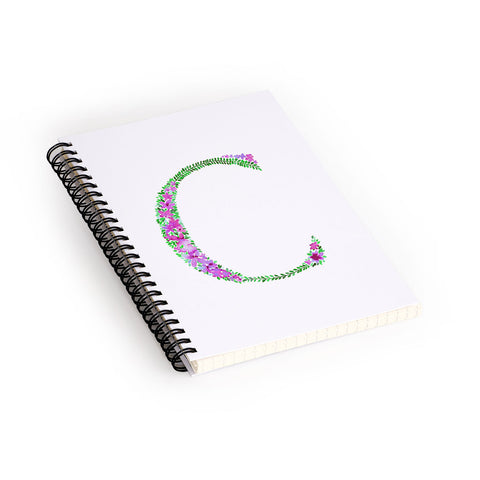 Amy Sia Floral Monogram Letter C Spiral Notebook