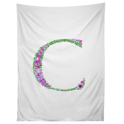 Amy Sia Floral Monogram Letter C Tapestry