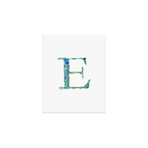 Amy Sia Floral Monogram Letter E Art Print
