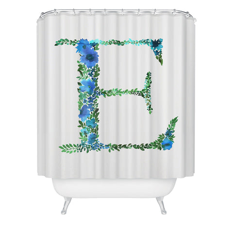 Amy Sia Floral Monogram Letter E Shower Curtain