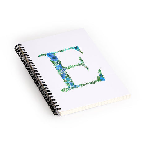Amy Sia Floral Monogram Letter E Spiral Notebook