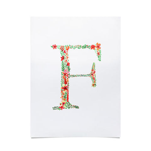 Amy Sia Floral Monogram Letter F Poster
