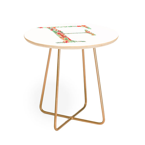 Amy Sia Floral Monogram Letter F Round Side Table