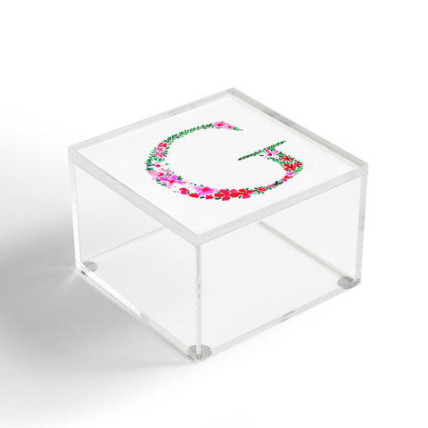 Amy Sia Floral Monogram Letter G Acrylic Box