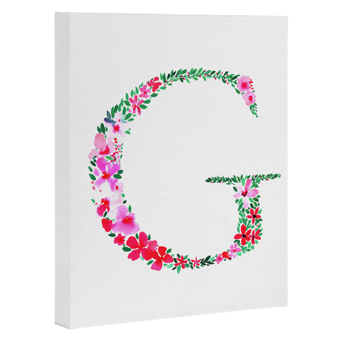 Amy Sia Floral Monogram Letter G Art Canvas