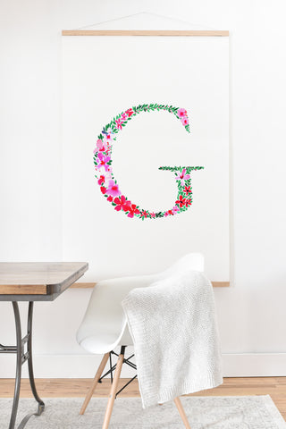 Amy Sia Floral Monogram Letter G Art Print And Hanger