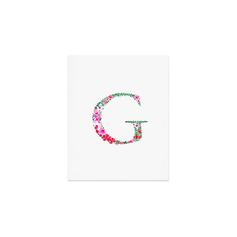 Amy Sia Floral Monogram Letter G Art Print