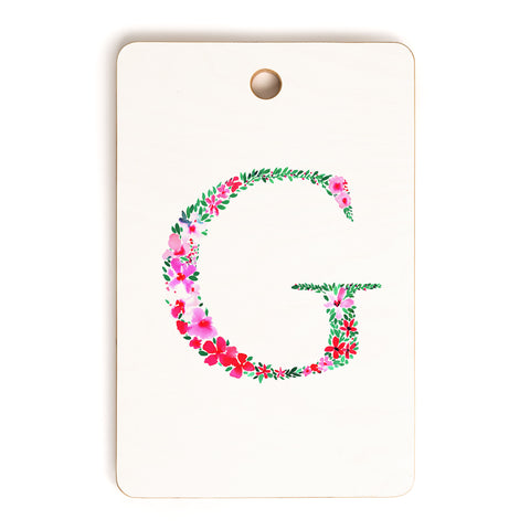 Amy Sia Floral Monogram Letter G Cutting Board Rectangle
