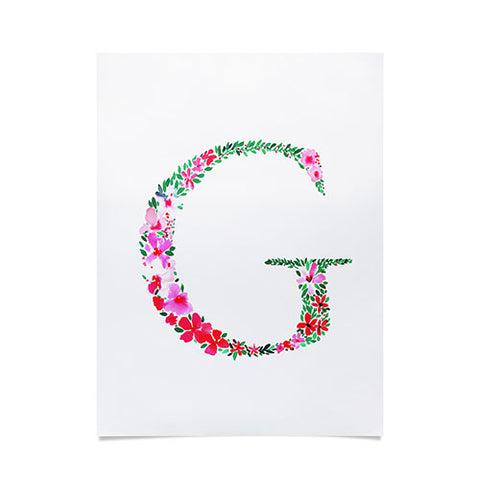 Amy Sia Floral Monogram Letter G Poster