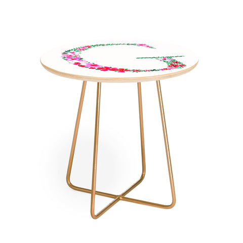 Amy Sia Floral Monogram Letter G Round Side Table