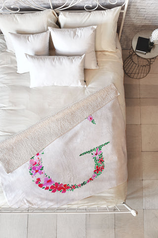 Amy Sia Floral Monogram Letter G Fleece Throw Blanket