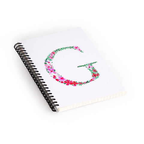 Amy Sia Floral Monogram Letter G Spiral Notebook