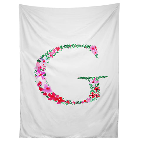 Amy Sia Floral Monogram Letter G Tapestry