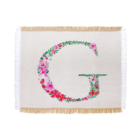 Amy Sia Floral Monogram Letter G Throw Blanket