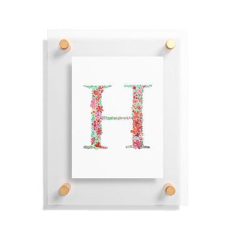 Amy Sia Floral Monogram Letter H Floating Acrylic Print