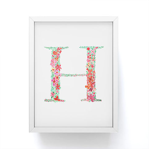Amy Sia Floral Monogram Letter H Framed Mini Art Print