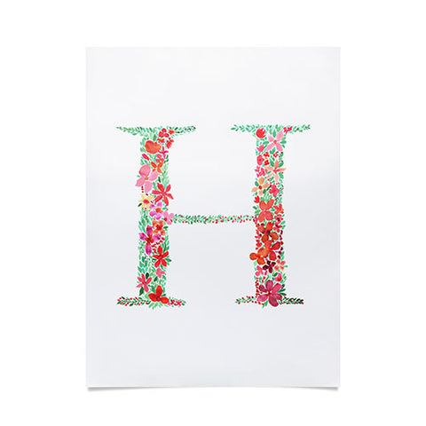 Amy Sia Floral Monogram Letter H Poster