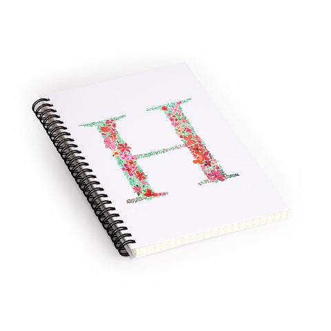 Amy Sia Floral Monogram Letter H Spiral Notebook